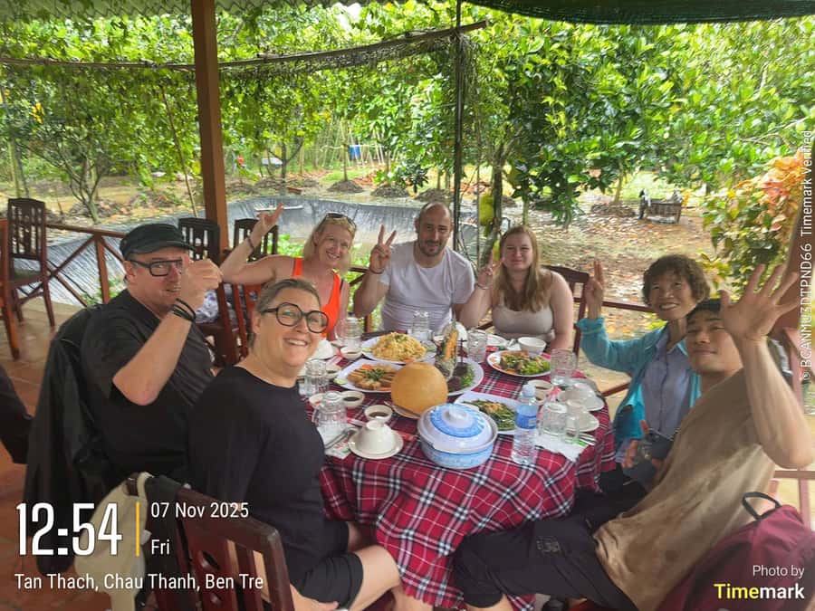 HCM: Authentic Mekong Delta - Boat, TukTuk, Khot Cake Making - Vinh Trang Pagoda: Calm Faith Before the River Rush