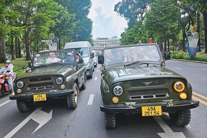 Saigon Jeep Tour : HIGHLIGHTS & HIDDEN GEMS By Vietnam Army Jeep - Central Post Office and Notre Dame Cathedral: fast looks at big French icons